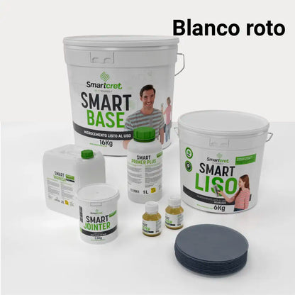 Kit de microcemento para baño de 8 m² sobre azulejos, color Blanco Roto