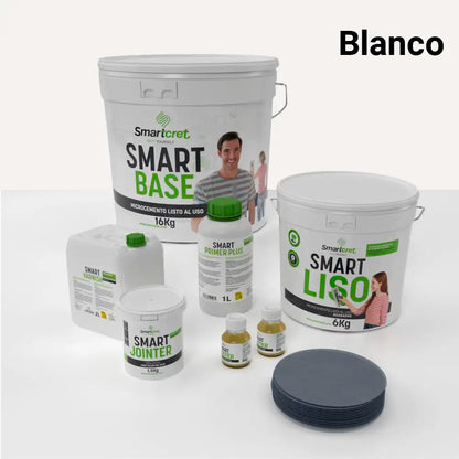 Kit de microcemento para baño de 8 m² sobre azulejos, color Blanco