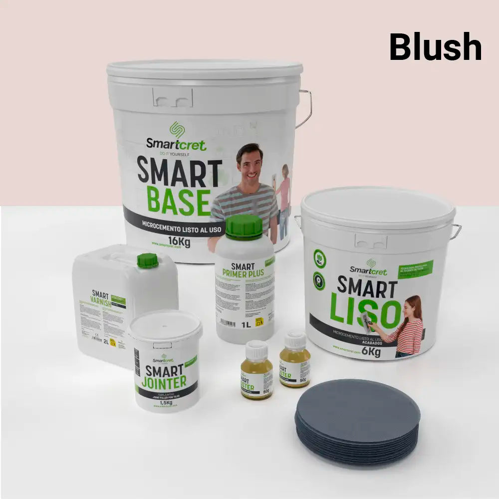 Kit de microcemento para baño de 8 m² sobre azulejos, color Blush