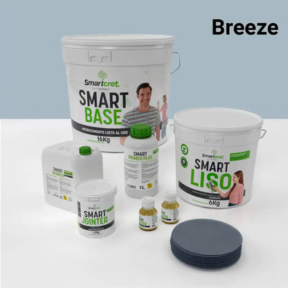 Kit de microcemento para baño de 8 m² sobre azulejos, color Breeze