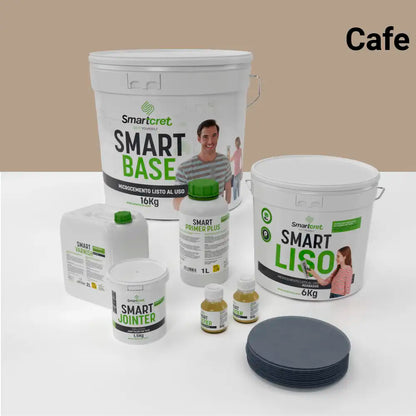 Kit de microcemento para baño de 8 m² sobre azulejos, color Cafe
