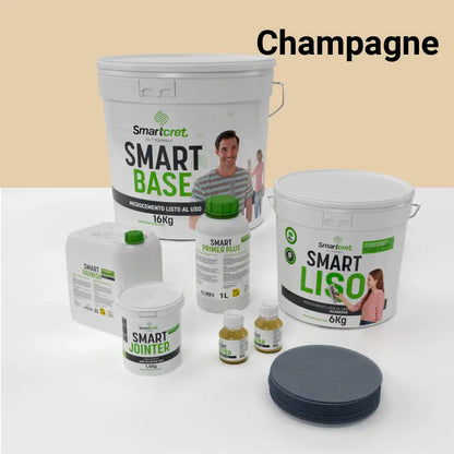 Kit de microcemento para baño de 8 m² sobre azulejos, color Champagne