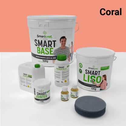 Kit de microcemento para baño de 8 m² sobre azulejos, color Coral