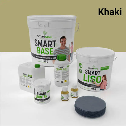 Kit de microcemento para baño de 8 m² sobre azulejos, color Khaki