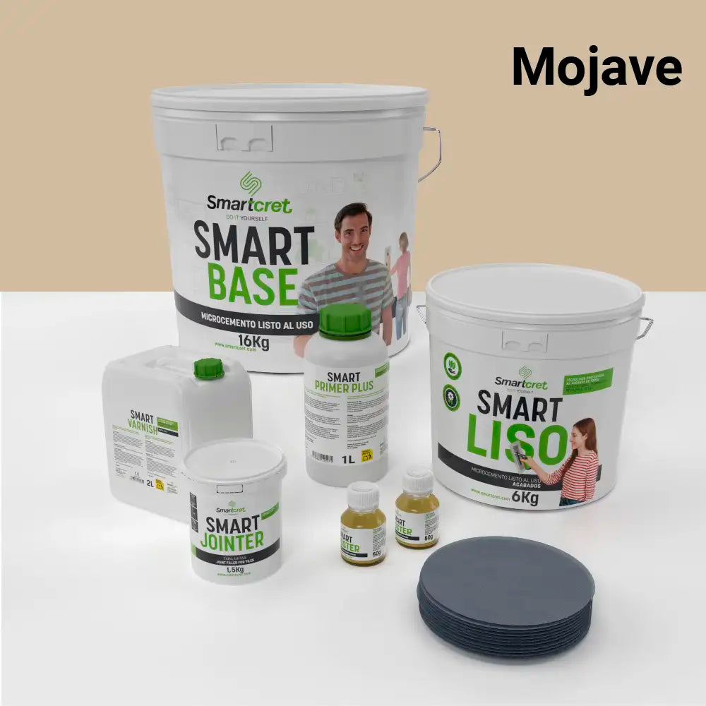 Kit de microcemento para baño de 8 m² sobre azulejos, color Mojave