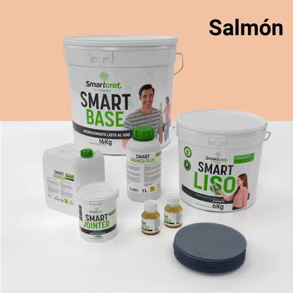 Kit de microcemento para baño de 8 m² sobre azulejos, color Salmon