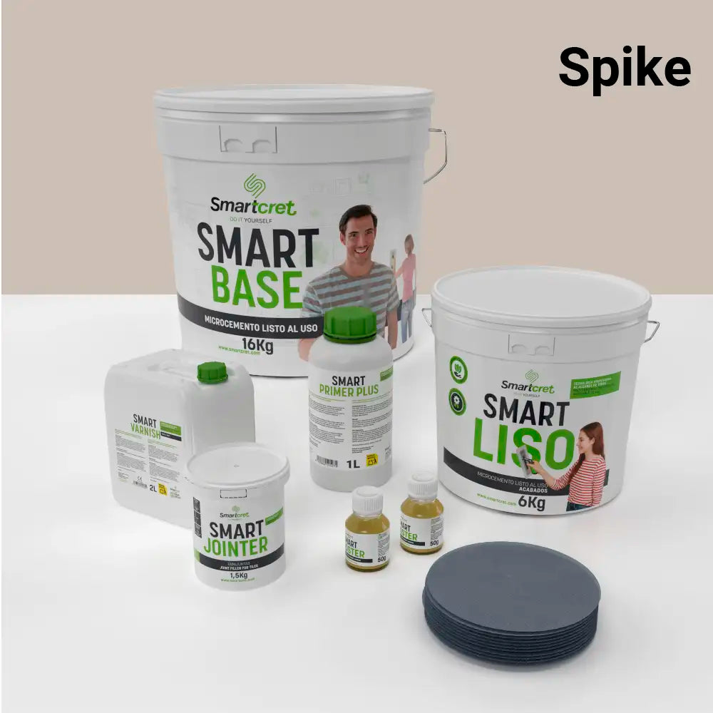 Kit de microcemento para baño de 8 m² sobre azulejos, color Spike