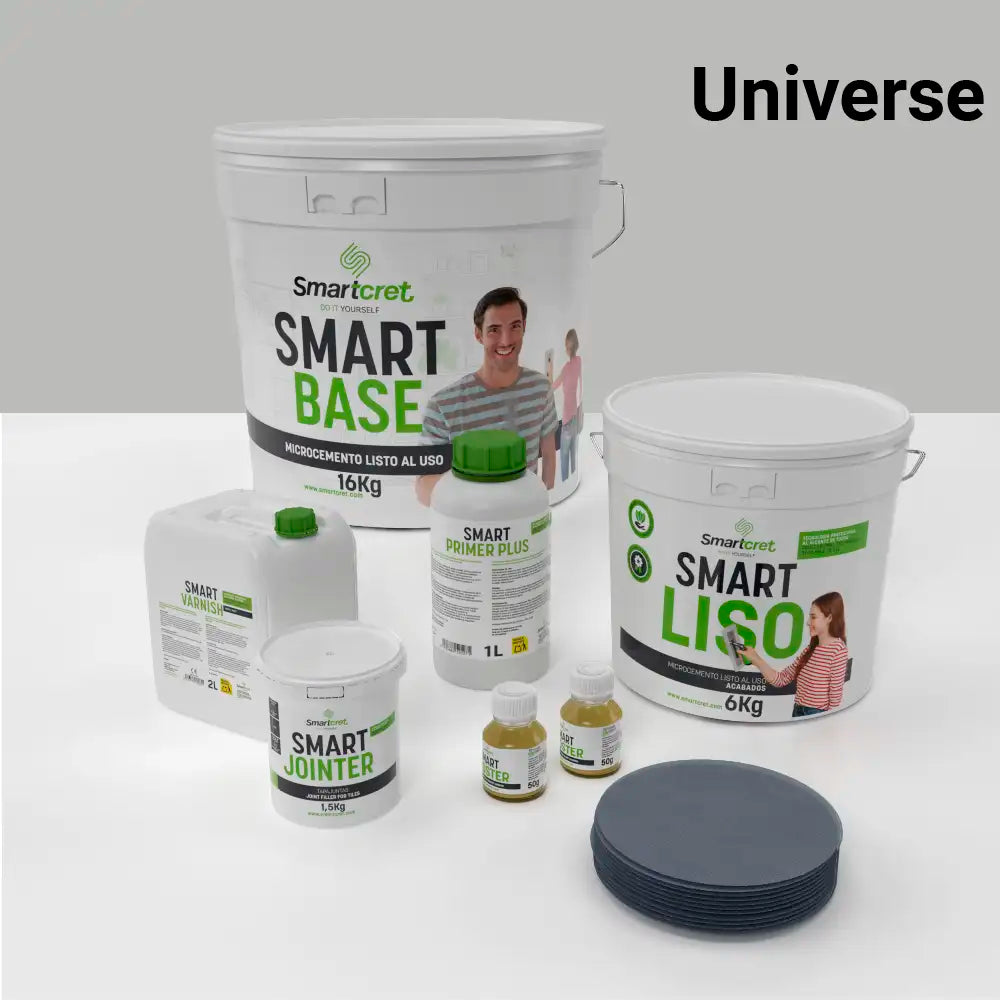 Kit de microcemento para baño de 8 m² sobre azulejos, color Universe