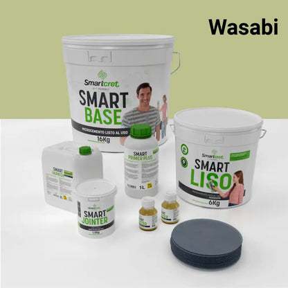 Kit de microcemento para baño de 8 m² sobre azulejos, color Wasabi