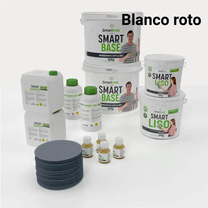 Kit de microcemento para baño de 16 m² sobre pladur, yeso o cemento, color Blanco Roto