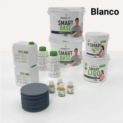 Kit de microcemento para baño de 16 m² sobre pladur, yeso o cemento, color Blanco
