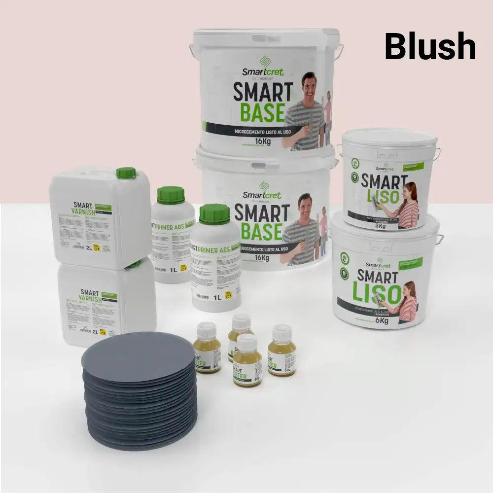 Kit de microcemento para baño de 16 m² sobre pladur, yeso o cemento, color Blush