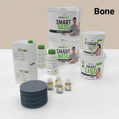 Kit de microcemento para baño de 16 m² sobre pladur, yeso o cemento, color Bone