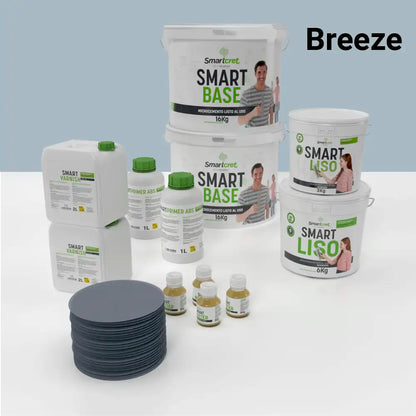 Kit de microcemento para baño de 16 m² sobre pladur, yeso o cemento, color Breeze