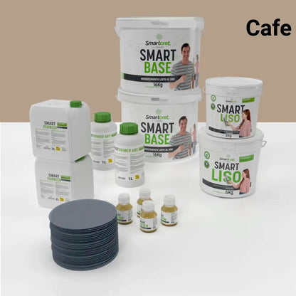 Kit de microcemento para baño de 16 m² sobre pladur, yeso o cemento, color Cafe