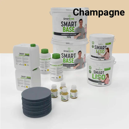 Kit de microcemento para baño de 16 m² sobre pladur, yeso o cemento, color Champagne