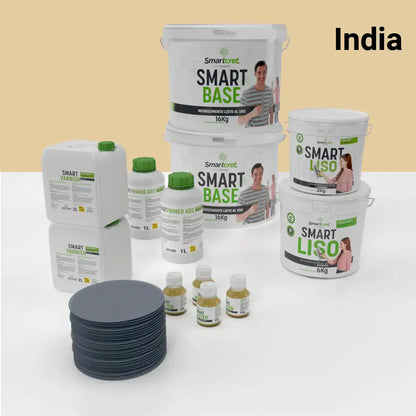 Kit de microcemento para baño de 16 m² sobre pladur, yeso o cemento, color India
