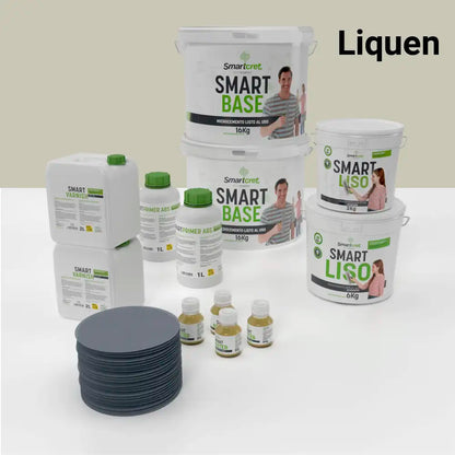 Kit de microcemento para baño de 16 m² sobre pladur, yeso o cemento, color Liquen