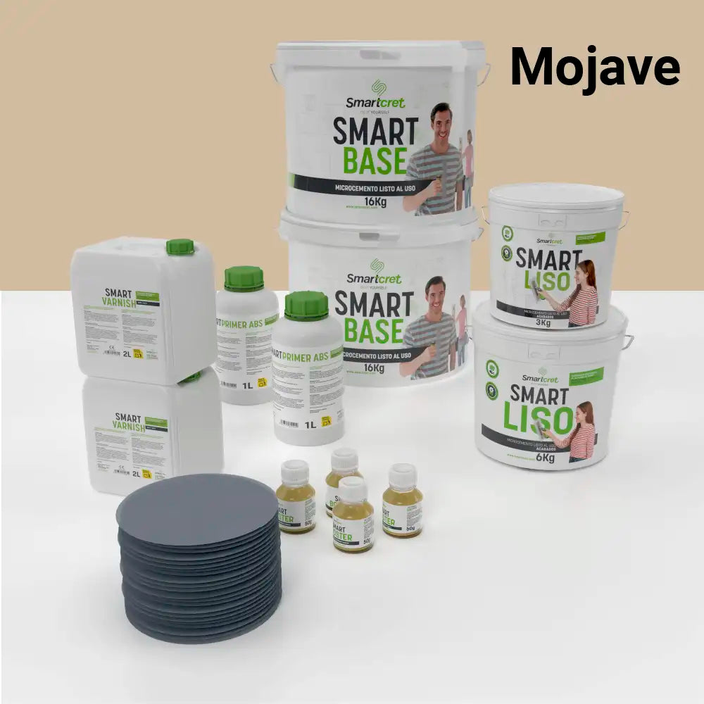 Kit de microcemento para baño de 16 m² sobre pladur, yeso o cemento, color Mojave