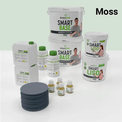 Kit de microcemento para baño de 16 m² sobre pladur, yeso o cemento, color Moss