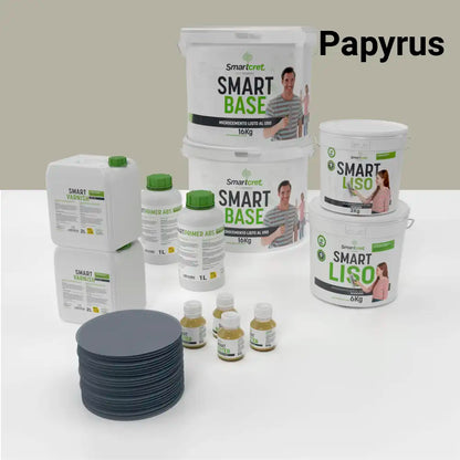 Kit de microcemento para baño de 16 m² sobre pladur, yeso o cemento, color Papyrus