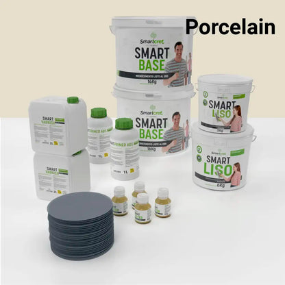 Kit de microcemento para baño de 16 m² sobre pladur, yeso o cemento, color Porcelain