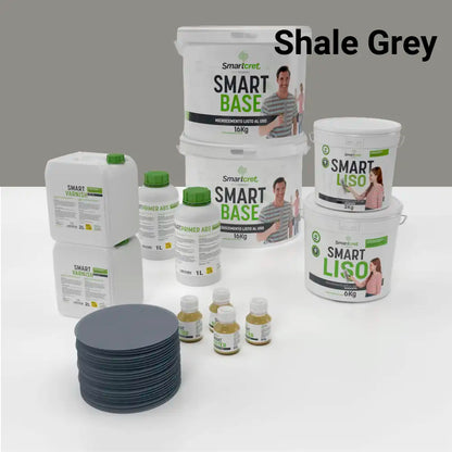 Kit de microcemento para baño de 16 m² sobre pladur, yeso o cemento, color Shale Grey