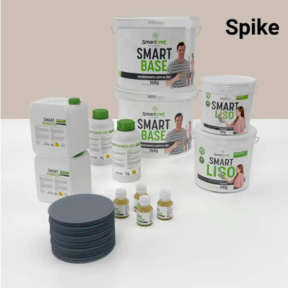 Kit de microcemento para baño de 16 m² sobre pladur, yeso o cemento, color Spike