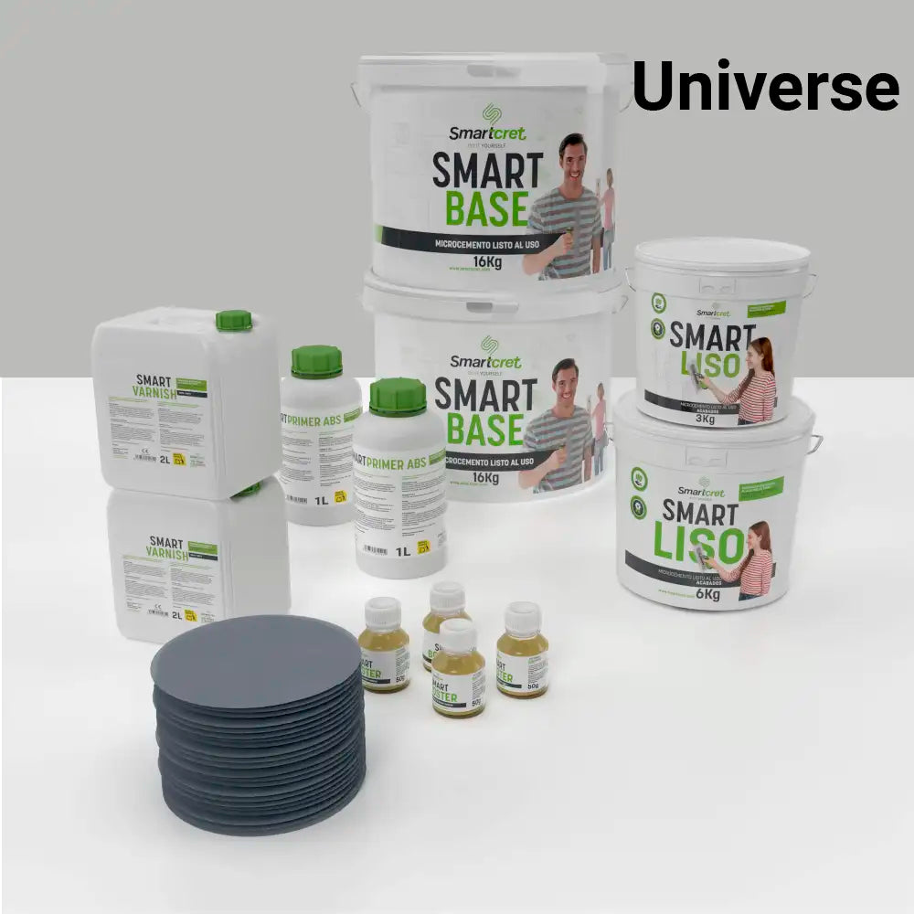 Kit de microcemento para baño de 16 m² sobre pladur, yeso o cemento, color Universe
