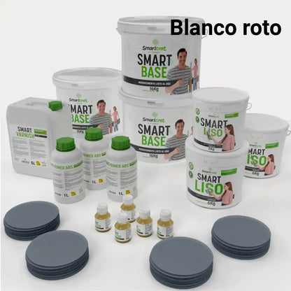 Kit de microcemento para baño de 24 m² sobre pladur, yeso o cemento, color Blanco Roto