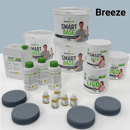 Kit de microcemento para baño de 24 m² sobre pladur, yeso o cemento, color Breeze