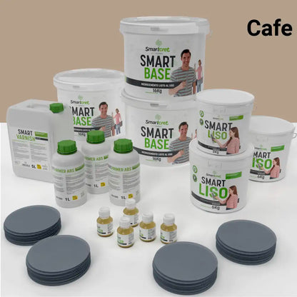 Kit de microcemento para baño de 24 m² sobre pladur, yeso o cemento, color Cafe