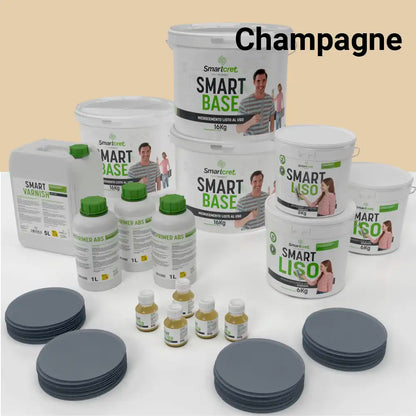 Kit de microcemento para baño de 24 m² sobre pladur, yeso o cemento, color Champagne