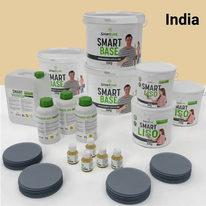 Kit de microcemento para baño de 24 m² sobre pladur, yeso o cemento, color India