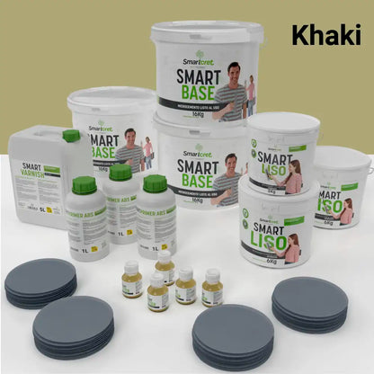 Kit de microcemento para baño de 24 m² sobre pladur, yeso o cemento, color Khaki