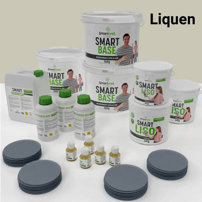 Kit de microcemento para baño de 24 m² sobre pladur, yeso o cemento, color Liquen