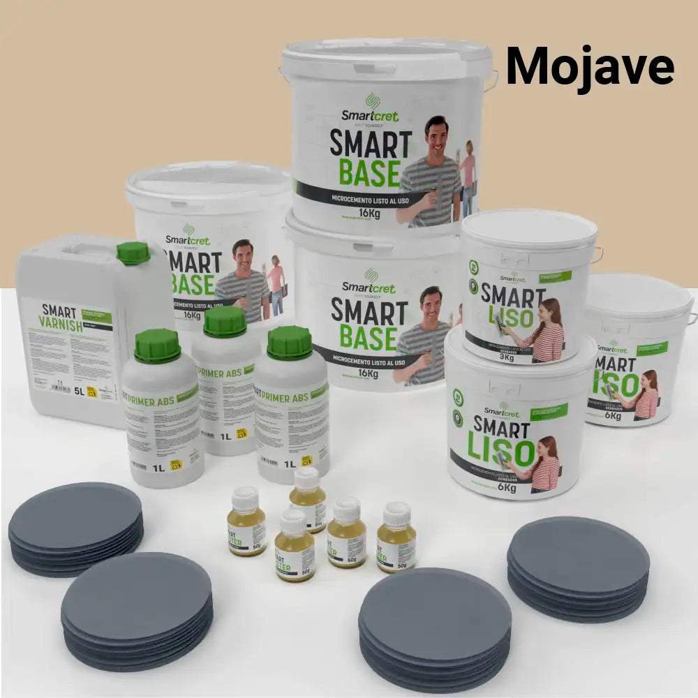 Kit de microcemento para baño de 24 m² sobre pladur, yeso o cemento, color Mojave