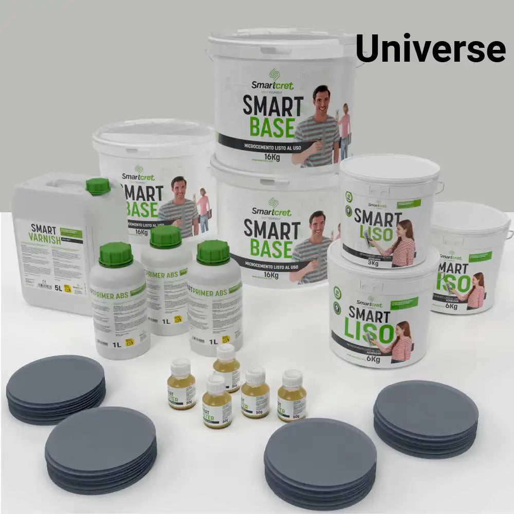 Kit de microcemento para baño de 24 m² sobre pladur, yeso o cemento, color Universe