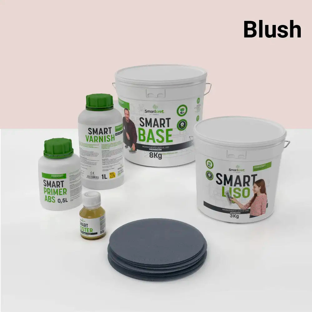 Kit de microcemento para baño de 4 m² sobre pladur, yeso o cemento, color Blush