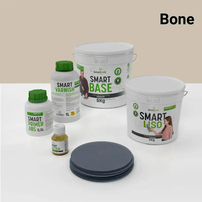 Kit de microcemento para baño de 4 m² sobre pladur, yeso o cemento, color Bone
