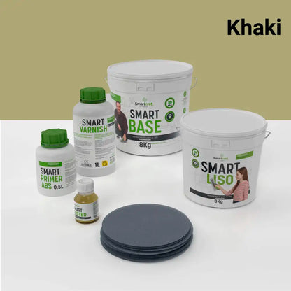 Kit de microcemento para baño de 4 m² sobre pladur, yeso o cemento, color Khaki