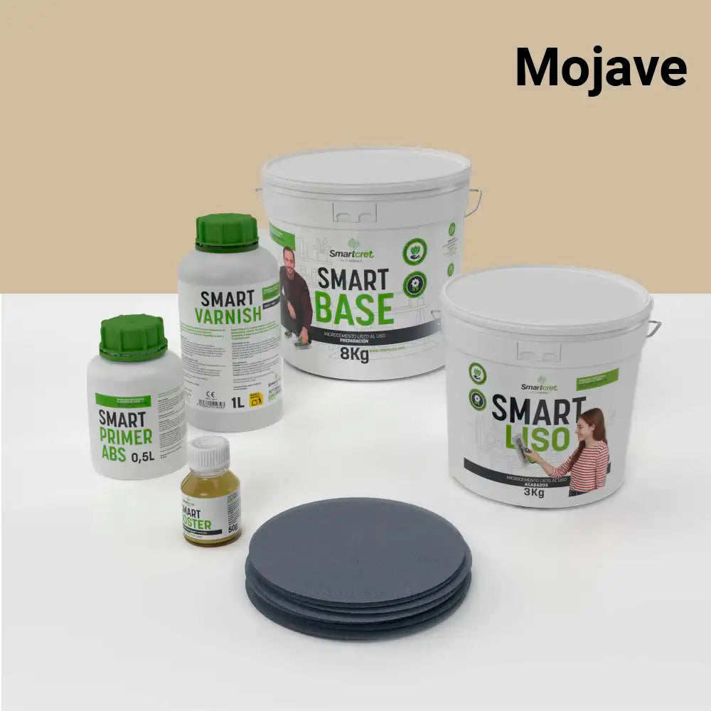 Kit de microcemento para baño de 4 m² sobre pladur, yeso o cemento, color Mojave