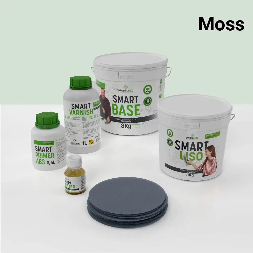 Kit de microcemento para baño de 4 m² sobre pladur, yeso o cemento, color Moss