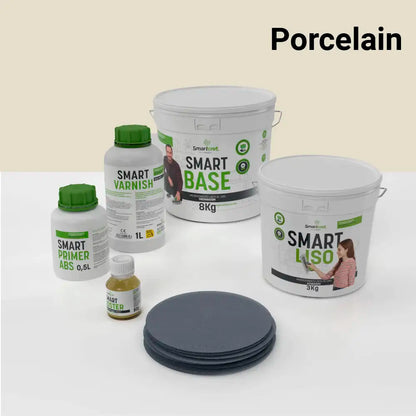 Kit de microcemento para baño de 4 m² sobre pladur, yeso o cemento, color Porcelain