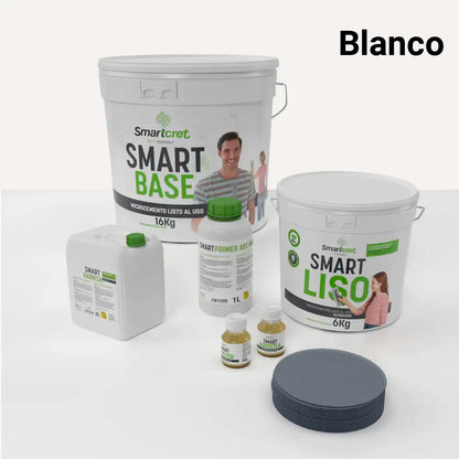 Kit de microcemento para baño de 8 m² sobre pladur, yeso o cemento, color Blanco