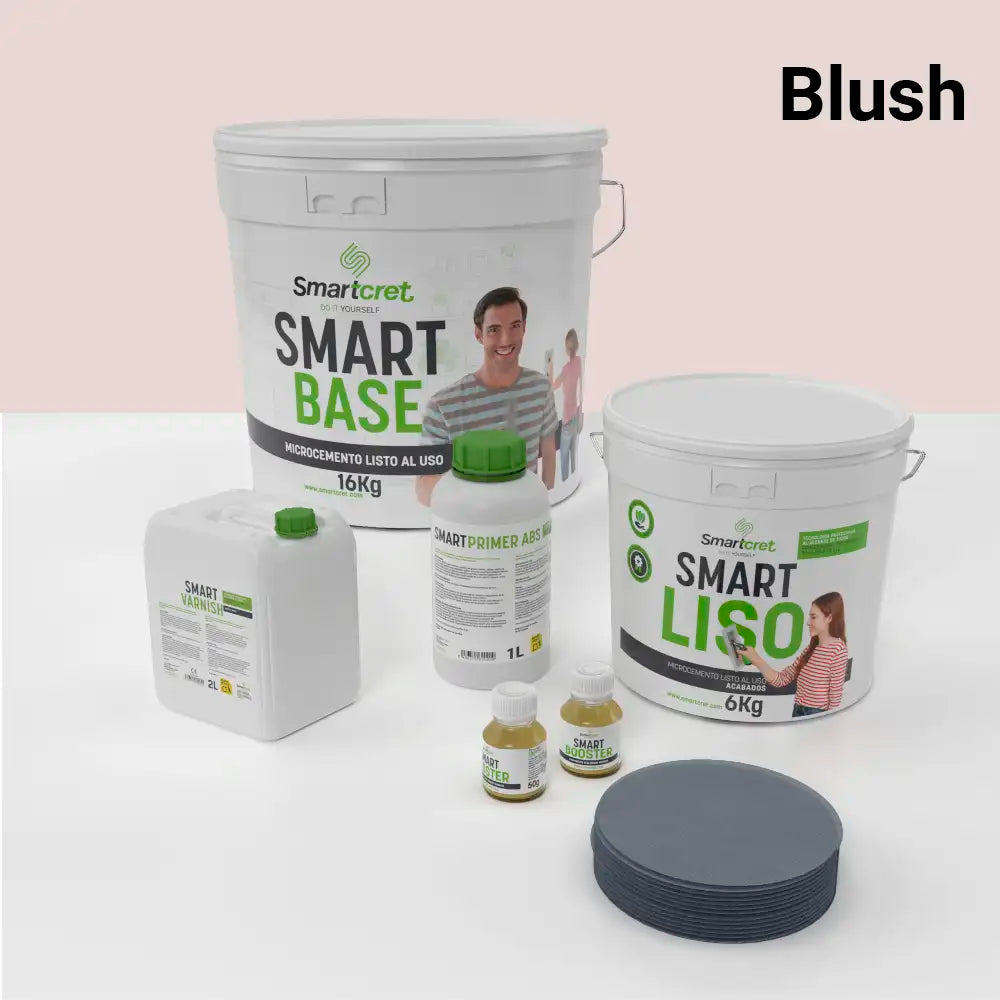 Kit de microcemento para baño de 8 m² sobre pladur, yeso o cemento, color Blush
