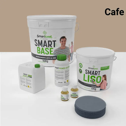 Kit de microcemento para baño de 8 m² sobre pladur, yeso o cemento, color Cafe
