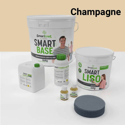Kit de microcemento para baño de 8 m² sobre pladur, yeso o cemento, color Champagne