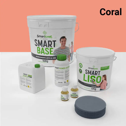 Kit de microcemento para baño de 8 m² sobre pladur, yeso o cemento, color Coral