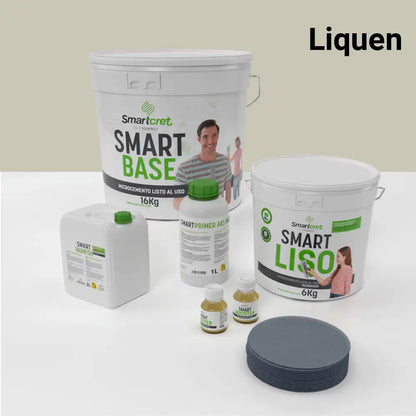 Kit de microcemento para baño de 8 m² sobre pladur, yeso o cemento, color Liquen